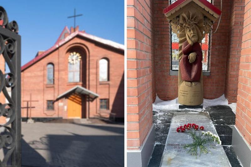 «Трусливо подбросили и убежали»: сторонники Навального* осквернили памятник мучеников у католической церкви в Новосибирске